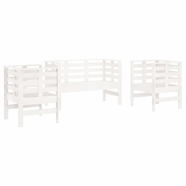 vidaXL Salon de jardin 3 Pièces blanc bois massif de pin