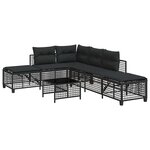 vidaXL Salon de jardin d'angle 3 Pièces avec coussins noir résine tressée
