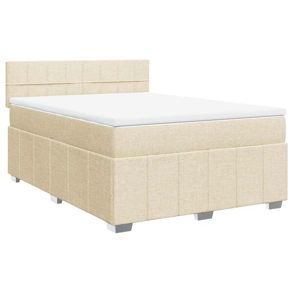 vidaXL Sommier à lattes de lit avec matelas Crème 140x190 cm Tissu
