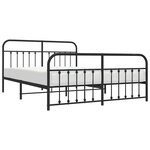 vidaXL Cadre de lit métal sans matelas avec pied de lit noir 183x213cm