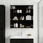 vidaXL Armoire Miroir de Salle de Bain Chêne noir 60 x 14 5 x 70 cm