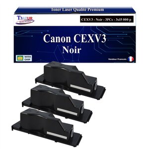T3AZUR -3xToners compatibles avec Canon IR2200  IR2200i  IR2220  IR2220i  IR2300  IR2800  IR3250i  IR3300  IR3300i  IR3320 remplace Canon CEXV3 (6647A002) - 15 000 pages
