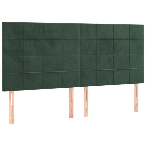 vidaXL Têtes de lit 4 Pièces Vert foncé 90x5x78/88 cm Velours