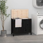 vidaXL Boîte à linge Noir 88 5x44x76 cm Bois massif de pin