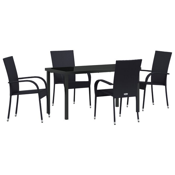 vidaXL Ensemble de salle à manger de jardin de 5 pièces en rattan poly noir