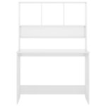 vidaXL Bureau avec étagères Blanc brillant 110 x 45 x 157 cm Aggloméré