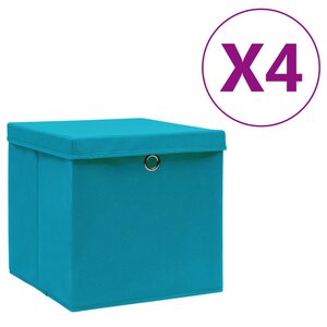 vidaXL Boîtes de rangement avec couvercles 4 Pièces 28x28x28cm Bleu azuré