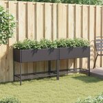 vidaXL Jardinières avec étagère 2 Pièces noir 90x40x75 cm résine tressée