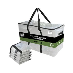 Pack and Move - Lot 4 Grands Sacs Déménagement Transparent Recyclés - Rangement Et Transport Ultra Résistant - Réutilisable - Poignées Solides - 100L