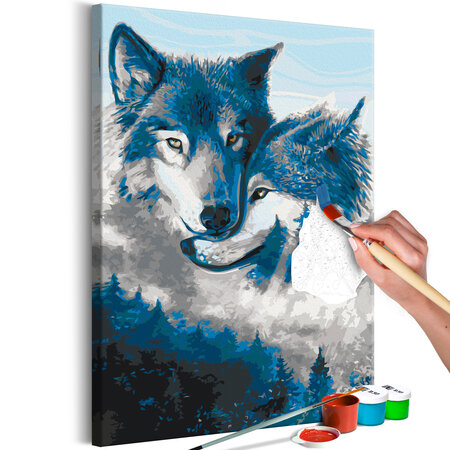 Tableau à peindre par soi-même - wolves in love l x h en cm 40x60