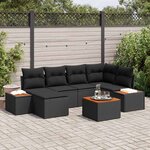 vidaXL Ensemble de canapé de jardin 7 Pièces Noir 264 x 154 x 85 cm