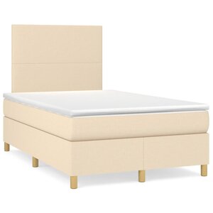 vidaXL Sommier à lattes de lit avec matelas Crème 120x200 cm Tissu