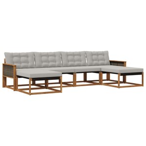vidaXL Ensemble de canapés d'extérieur 6 Pièces Naturel et gris clair