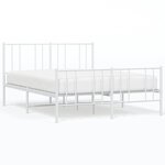 vidaXL Cadre de lit métal sans matelas et pied de lit blanc 135x190 cm