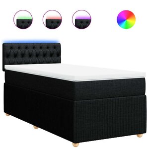 vidaXL Sommier à lattes de lit et matelas Noir 80x200 cm Tissu