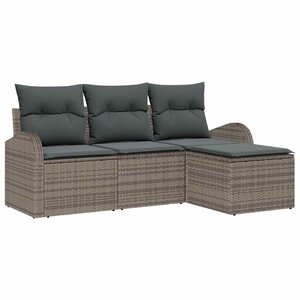 vidaXL Ensemble de canapé de jardin avec coussin 4 Pièces Gris Poly rotin