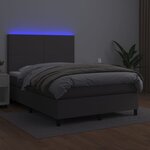 vidaXL Sommier à lattes de lit avec matelas et LED Gris 140x200 cm