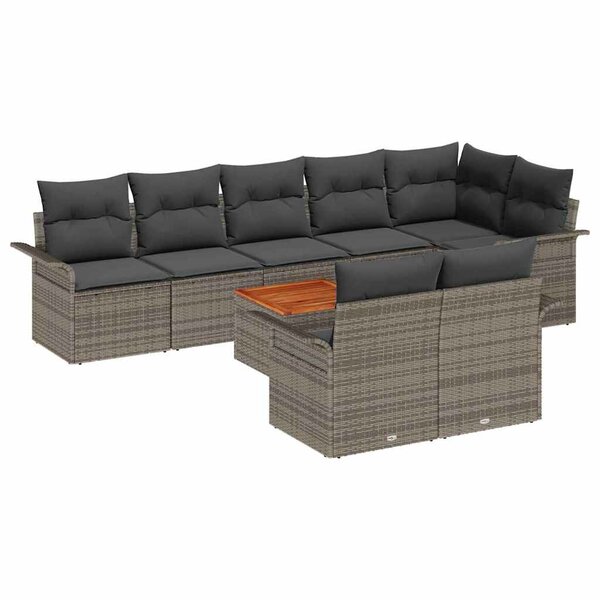 vidaXL Ensemble de canapé de jardin avec stockage 9 Pièces Gris polyrotin