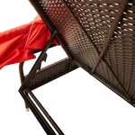 vidaXL Chaise longue avec auvent marron résine tressée