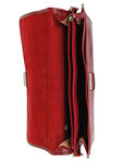 Serviette cartable homme Premium en cuir - KATANA - 2 soufflets - 38 cm - 31022-Rouge