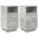 vidaXL Tables de chevet 2 Pièces avec 2 tiroirs gris béton 36x36x68 cm