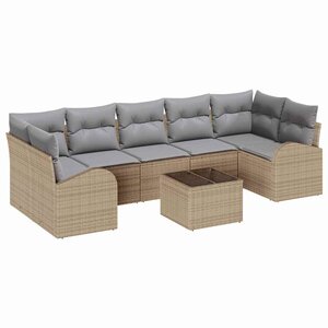 vidaXL Ensemble de canapé de jardin 8 Pièces Beige et gris polyrotin