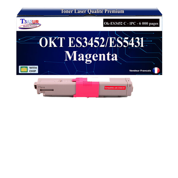 T3AZUR - Toner compatible avec Oki ES3452 MFP  ES5431DN  ES5462 MFP Magenta