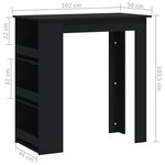 vidaXL Table de bar et rangement Noir 102x50x103 5cm Bois d'ingénierie