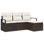 vidaXL Ensemble de canapé de jardin 4 Pièces Marron Poly rotin