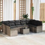 vidaXL Ensemble de canapé de jardin 10 Pièces Gris Poly rotin