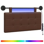 vidaXL Tête de lit suspendue Avec lumière LED Marron Simili cuir