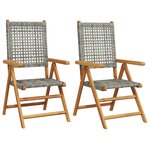 vidaXL Chaises de jardin lot de 2 gris bois massif d'acacia et rotin