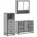 vidaXL Ensemble de meubles de salle de bain 3 Pièces Sonoma gris