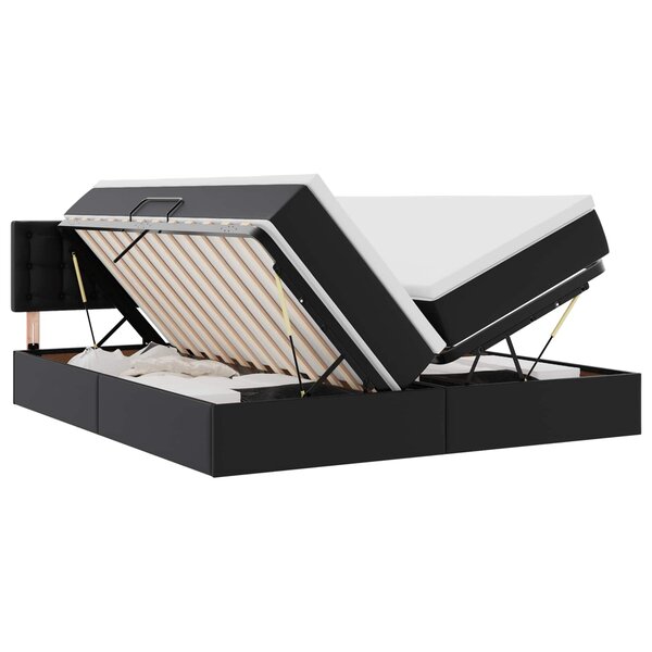 vidaXL Lit avec rangement et LED Noir 200 x 200 cm Cuir synthétique