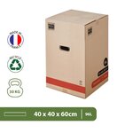 Pack and Move - Lot 50 Cartons Déménagement Premium - 40 X 40 X 60 Cm - Extrême Résistance 30 KG - Réutilisables - Double Épaisseur - Poignées Renforcées - 3 Adhésifs Offerts