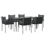 vidaXL Ensemble à manger de jardin 7 Pièces coussins résine tressée acier