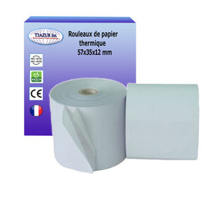 Lot de 5 rouleaux de papier thermiques 57x35x12 mm -t3azur
