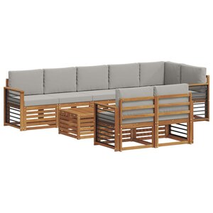vidaXL Ensemble de canapés d'extérieur 9 pc Gris Naturel et Clair