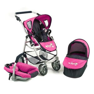 Bayer Chic 2000 637-12 - La poussette pour poupées combinée 3 en 1 EMOTION ALL IN - Marine et rose à pois