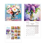 Calendrier Mural Mensuel 2025 - 12 Mois - 16.5 x 16.5 cm - Fleurs