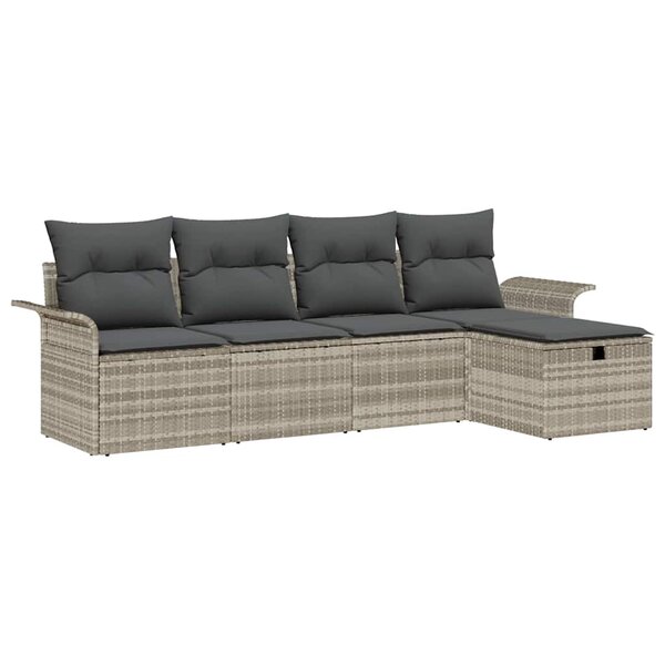 vidaXL Ensemble de canapé de jardin 5 Pièces Gris clair Poly rotin
