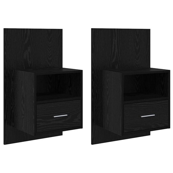 vidaXL Armoire de lit avec tiroir 2 Pièces Chêne noir 48 5 x 32 5 x 80 cm