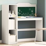 vidaXL Bureau tableau noir Blanc et gris 120 x 45 x 118.5 cm