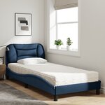 vidaXL Lit avec matelas Hvar bleu 90x190 cm tissu