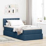 vidaXL Lit avec rangement et LED avec matelas Bleu 90 x 190 cm tissu