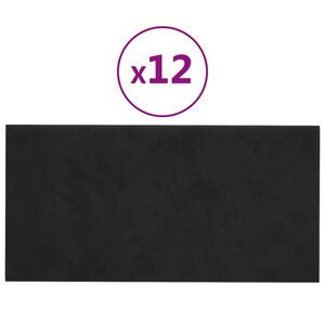 vidaXL Panneaux muraux 12 Pièces Noir 60x30 cm Velours 2 16 m²