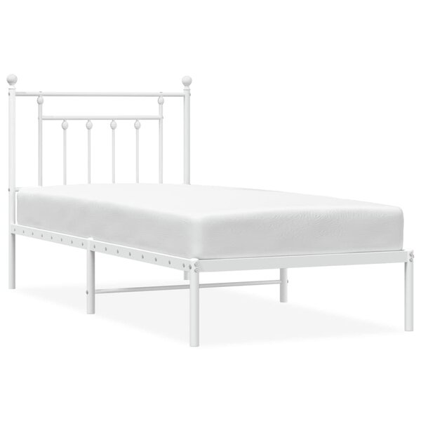vidaXL Cadre de lit métal sans matelas avec tête de lit blanc 80x200cm