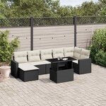 vidaXL Salon de jardin 8 Pièces avec coussins noir résine tressée