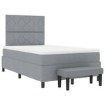 vidaXL Lit avec Sommier et Banc Gris Clair 120x200 cm Tissu