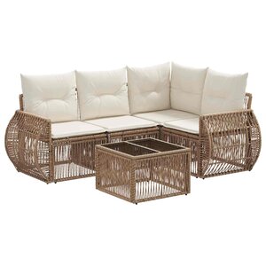 vidaXL Ensemble de canapé de jardin 5 Pièces Beige et blanc crème